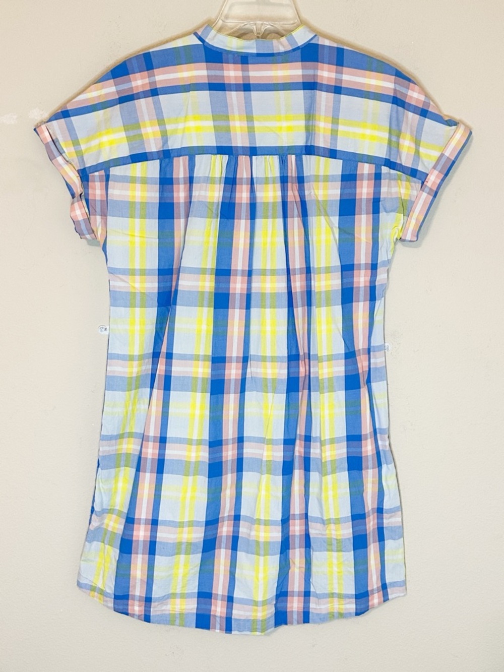 Style &Co Pink Yellow and Blue Plaid Shirtdress w/buttons Shortsleeve - LP - Picture 4 of 10
